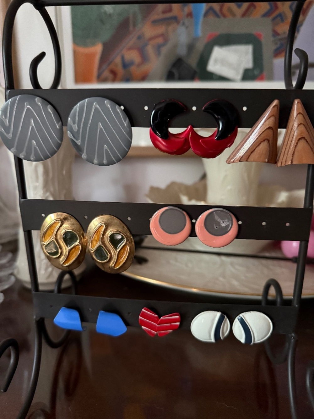 RETRO 1980'S COLLECTION OF 8  PIERCED EARRINGS..LIKE NEW-UNIQUE STYLES